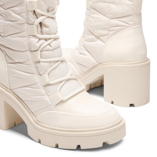 Chelsea Lace Up Platform Booties - BEIGE WHITE - 4